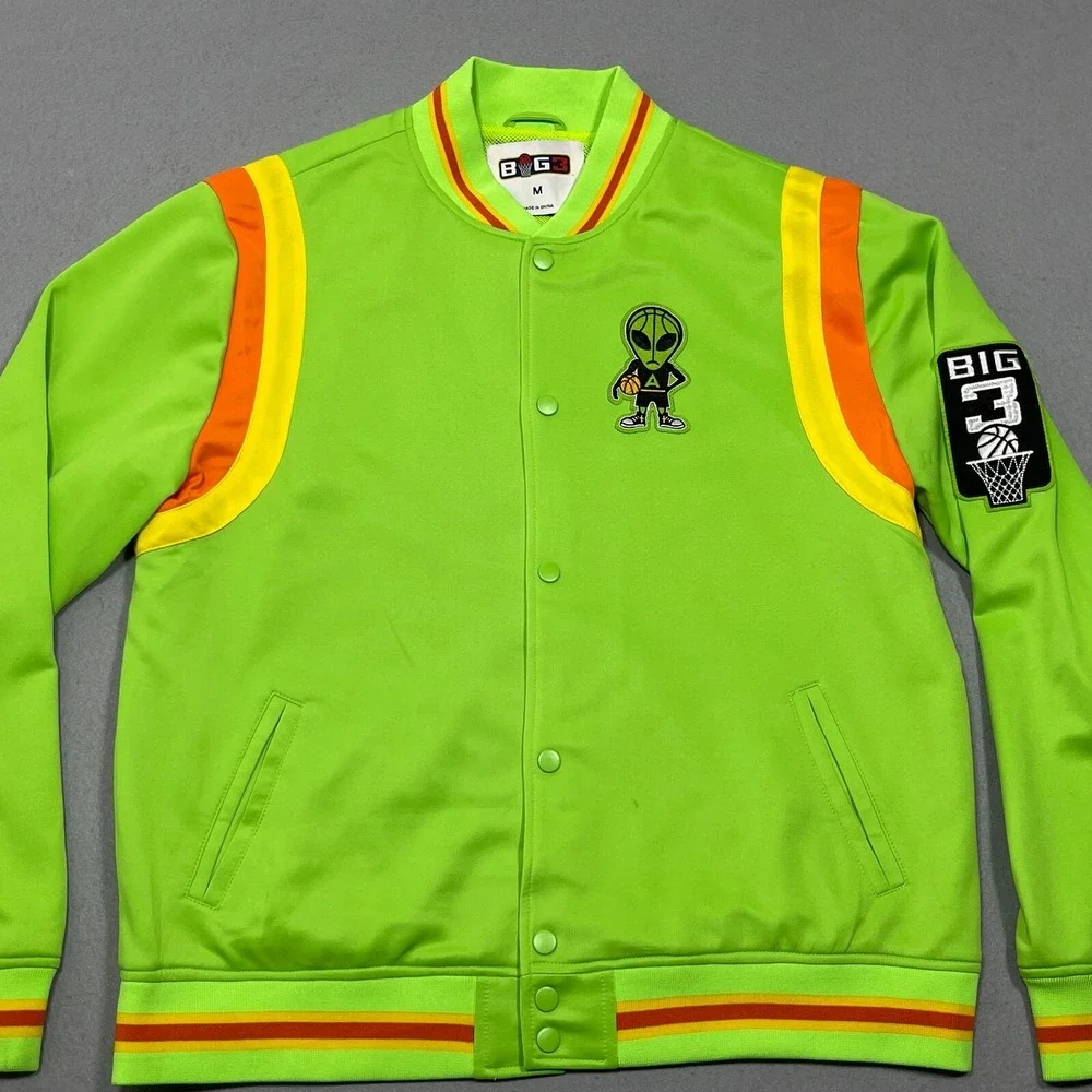 Big3‎ Basketball Jacket Men Medium Aliens Team Neon Green Streetwear